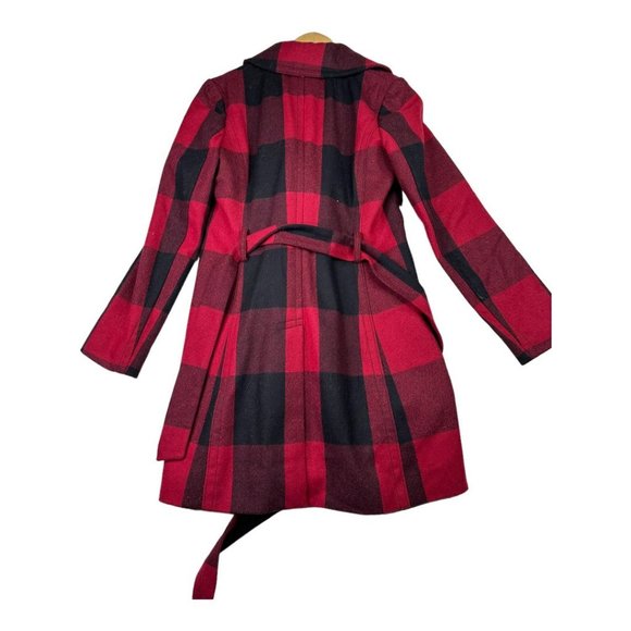 Banana Republic Plaid Wool Blend Coat sz Small Black/Red - Picture 5 of 7